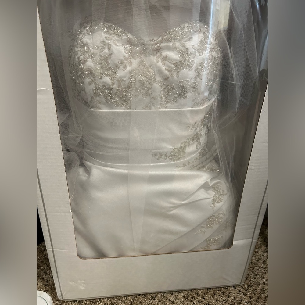 David’s bridal, preserved wedding dress, white.